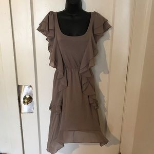 Tan ruffle shirt dress size s